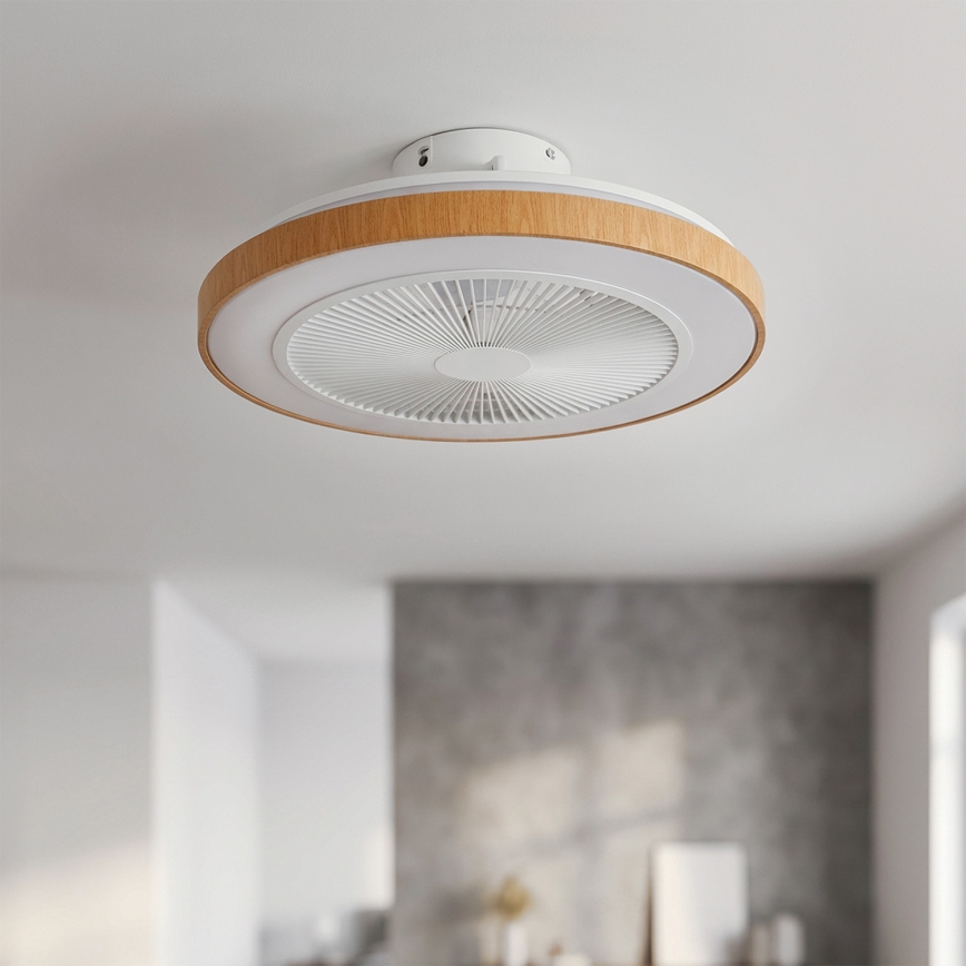 Brilagi - Ανεμιστήρας οροφής με LED και ρυθμιζόμενο φωτισμό/38W/230V 3000-6500K Ø 50 cm λευκό/καφέ + τηλεχειριστήριο