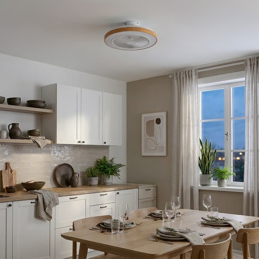 Brilagi - Ανεμιστήρας οροφής με LED και ρυθμιζόμενο φωτισμό/38W/230V 3000-6500K Ø 50 cm λευκό/καφέ + τηλεχειριστήριο