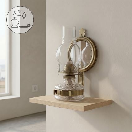 Brilagi - Λάμπα πετρελαίου με καθρέφτη MERLIN χρυσή/πατίνα