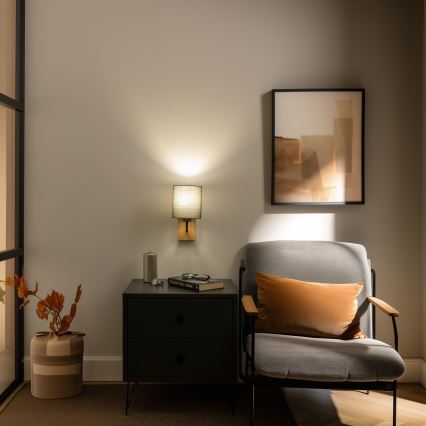 Brilagi - Λάμπα τοίχου NUBILA WOOD 1xE27/25W/230V δρυς/ανθρακί