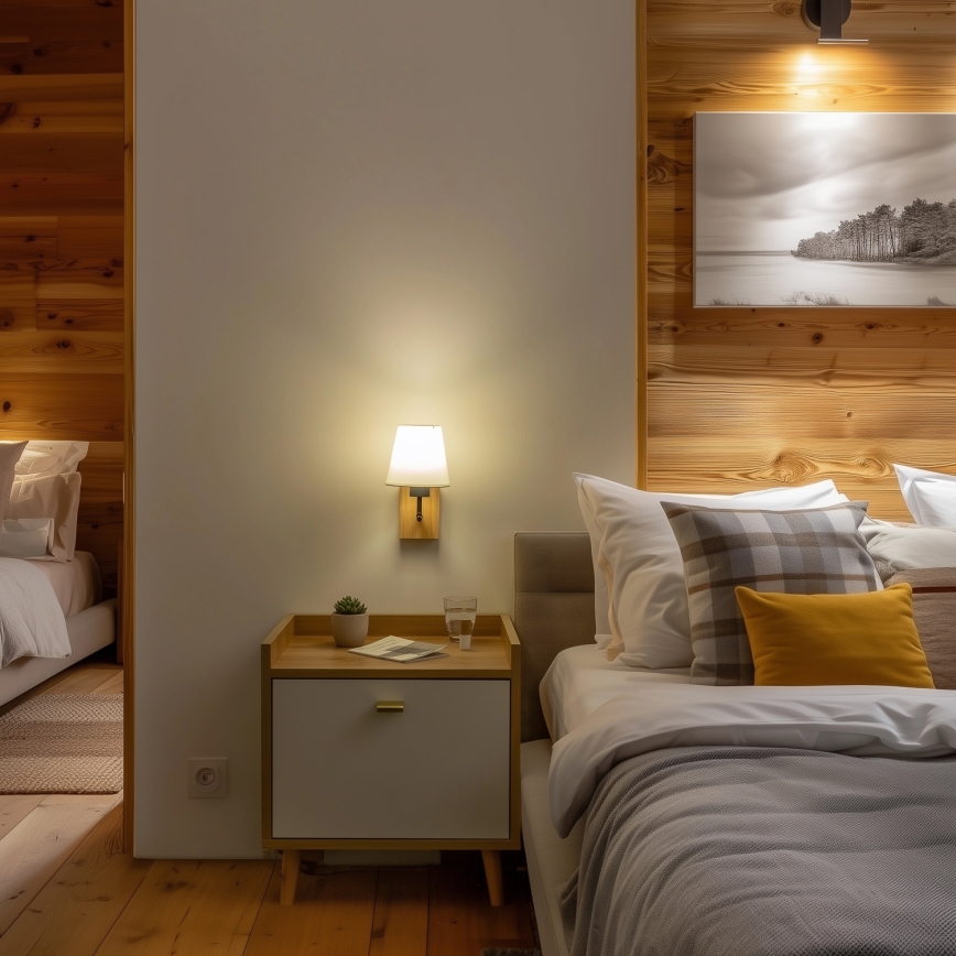 Brilagi - Λάμπα τοίχου NUBILA WOOD 1xE27/25W/230V δρυς/λευκό