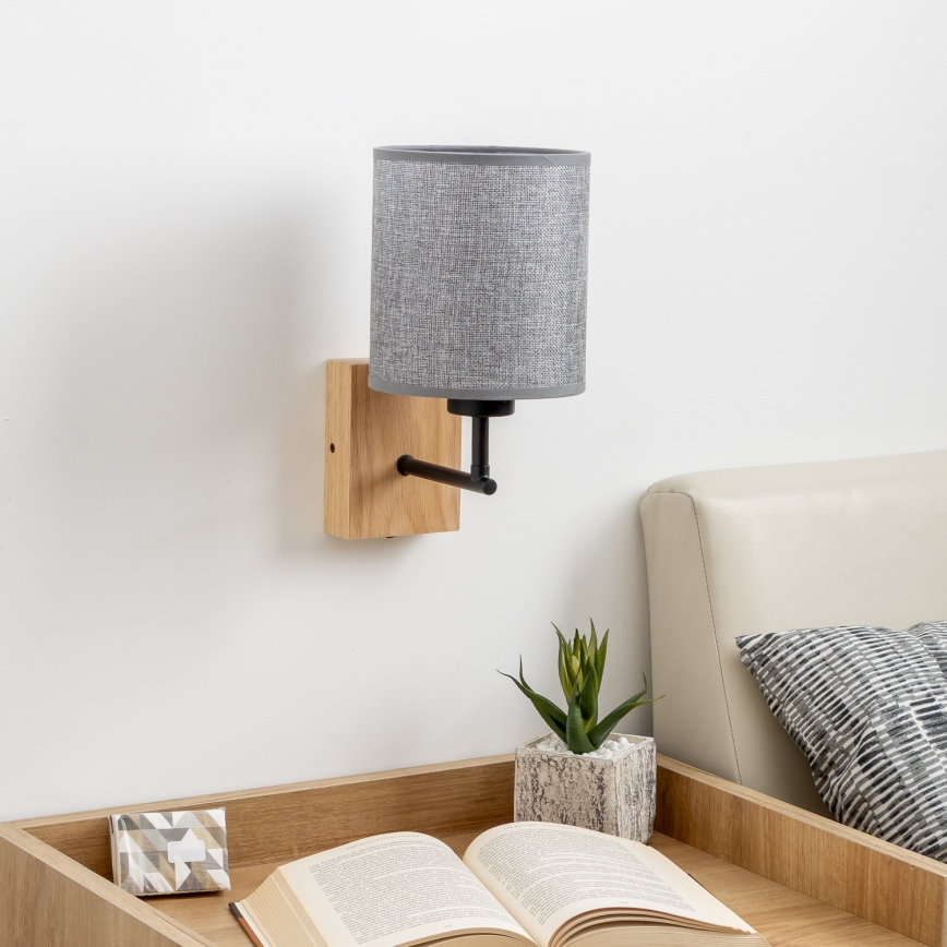 Brilagi - Λάμπα τοίχου NUBILA WOOD 1xE27/25W/230V δρυς/γκρι
