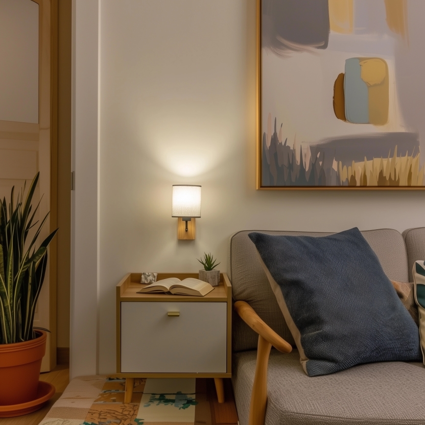 Brilagi - Λάμπα τοίχου NUBILA WOOD 1xE27/25W/230V δρυς/γκρι