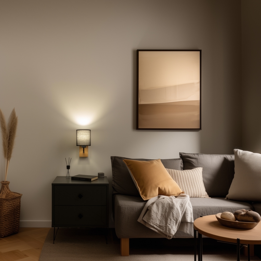 Brilagi - Λάμπα τοίχου NUBILA WOOD 1xE27/25W/230V δρυς/μαύρο