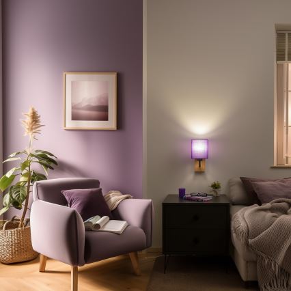 Brilagi - Λάμπα τοίχου NUBILA WOOD 1xE27/25W/230V δρυς/μωβ