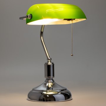 Brilagi - Eπιτραπέζιο φωτιστικό BANK OFFICE 1xE27/60W/230V γυαλιστερό χρώμιο/πράσινο