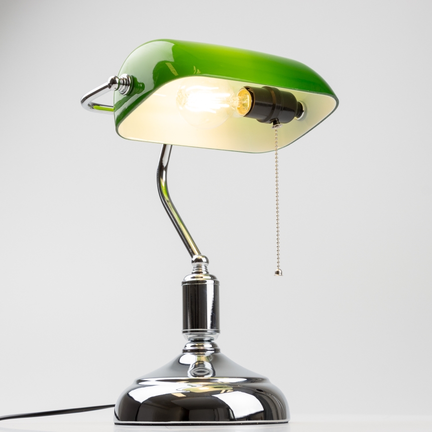Brilagi - Eπιτραπέζιο φωτιστικό BANK OFFICE 1xE27/60W/230V γυαλιστερό χρώμιο/πράσινο