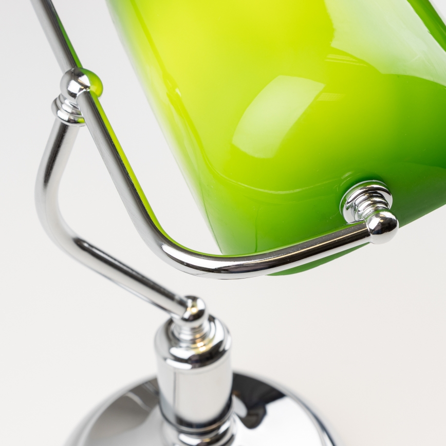 Brilagi - Eπιτραπέζιο φωτιστικό BANK OFFICE 1xE27/60W/230V γυαλιστερό χρώμιο/πράσινο