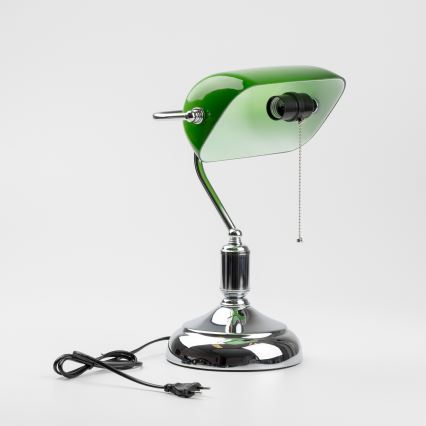 Brilagi - Eπιτραπέζιο φωτιστικό BANK OFFICE 1xE27/60W/230V γυαλιστερό χρώμιο/πράσινο