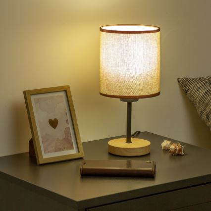 Brilagi - Eπιτραπέζιο φωτιστικό NUBILA WOOD 1xE27/25W/230V δρυς/καφέ