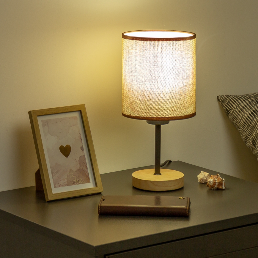 Brilagi - Eπιτραπέζιο φωτιστικό NUBILA WOOD 1xE27/25W/230V δρυς/καφέ