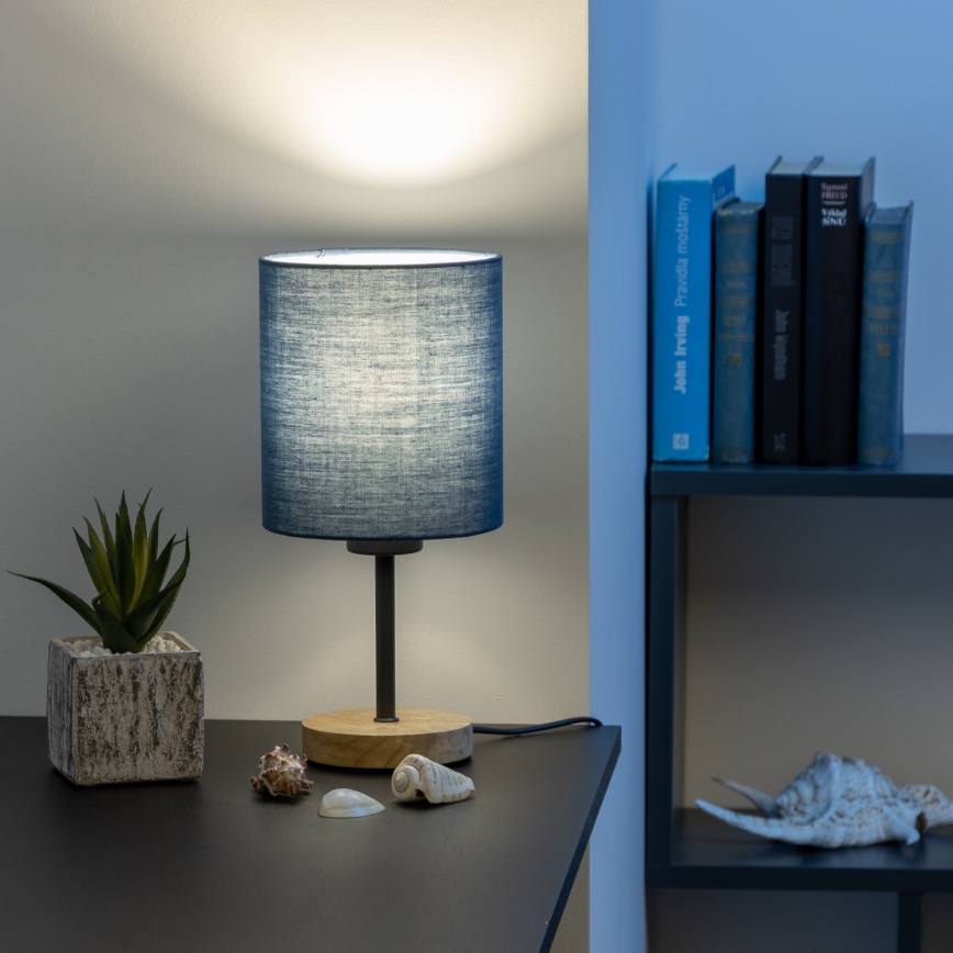 Brilagi - Eπιτραπέζιο φωτιστικό NUBILA WOOD 1xE27/25W/230V δρυς/σκούρο μπλε