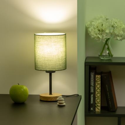 Brilagi - Eπιτραπέζιο φωτιστικό NUBILA WOOD 1xE27/25W/230V δρυς/πράσινο