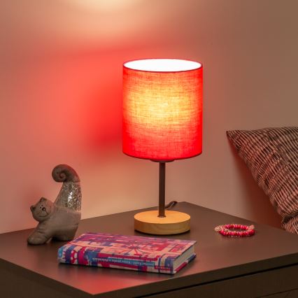 Brilagi - Eπιτραπέζιο φωτιστικό NUBILA WOOD 1xE27/25W/230V δρυς/ροζ