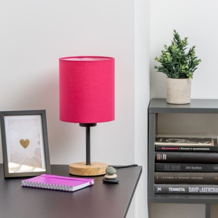 Brilagi - Eπιτραπέζιο φωτιστικό NUBILA WOOD 1xE27/25W/230V δρυς/ροζ