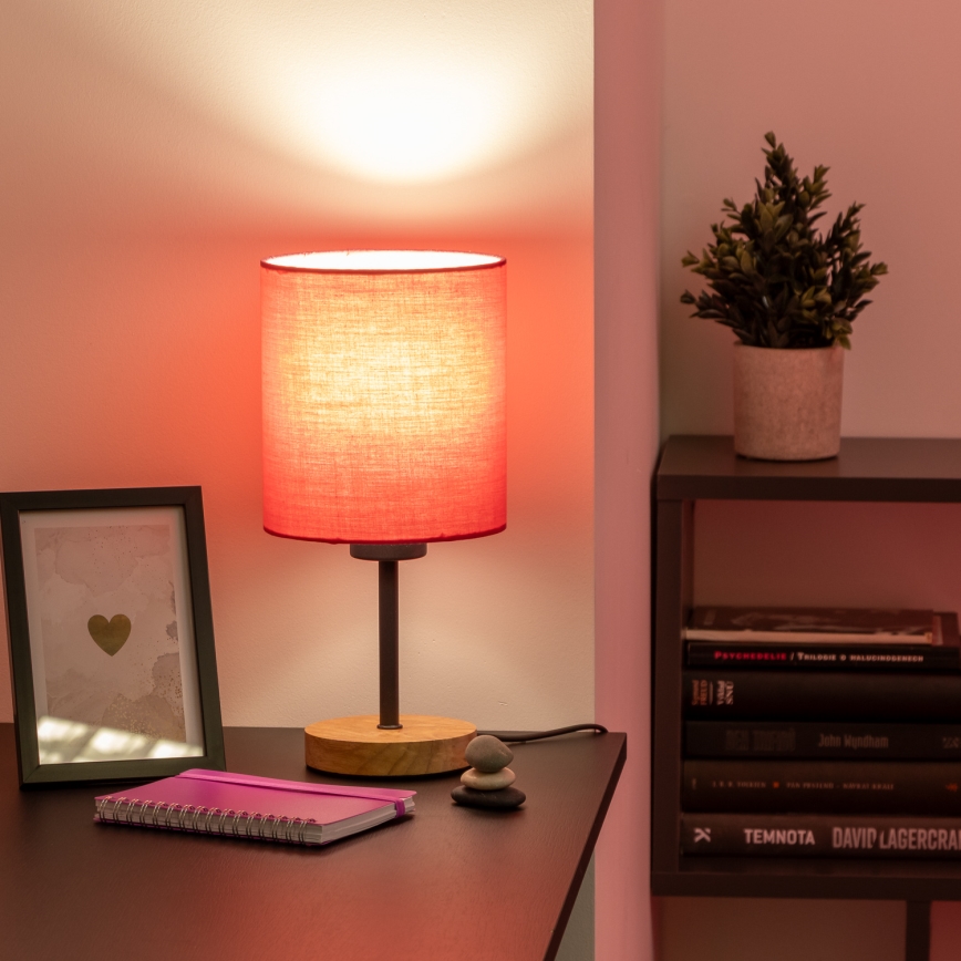 Brilagi - Eπιτραπέζιο φωτιστικό NUBILA WOOD 1xE27/25W/230V δρυς/ροζ