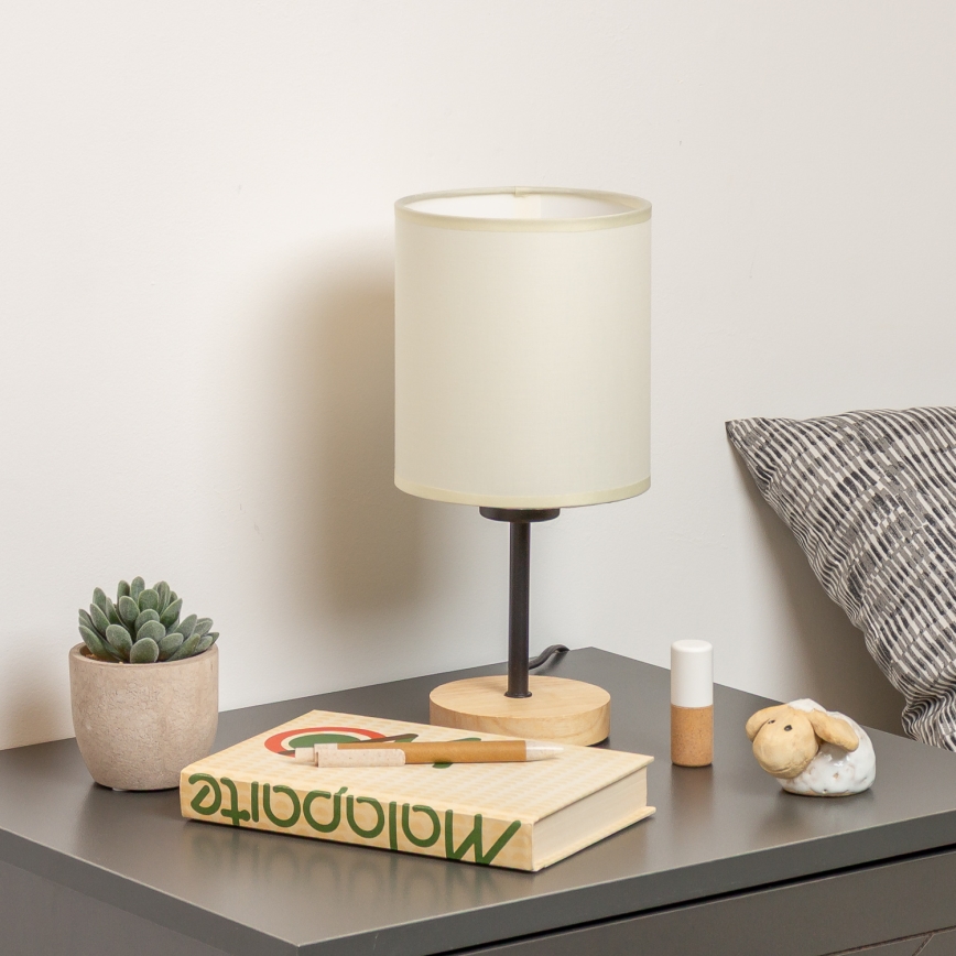 Brilagi - Eπιτραπέζιο φωτιστικό NUBILA WOOD 1xE27/25W/230V δρυς/μαύρο/κρεμ