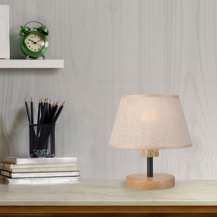 Brilagi - Eπιτραπέζιο φωτιστικό ANTHONY 1xE27/60W/230V δρυς/μπεζ