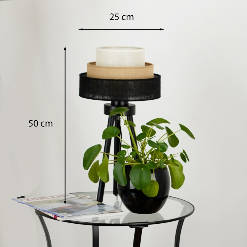 Brilagi - Eπιτραπέζιο φωτιστικό ASPEN LUNETA 1xE27/15W/230V μαύρο/μπεζ/κρεμ