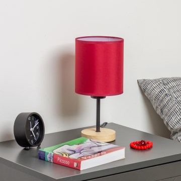 Brilagi - Eπιτραπέζιο φωτιστικό NUBILA WOOD 1xE27/25W/230V δρυς/Pompeian κόκκινο