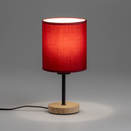 Brilagi - Eπιτραπέζιο φωτιστικό NUBILA WOOD 1xE27/25W/230V δρυς/Pompeian κόκκινο