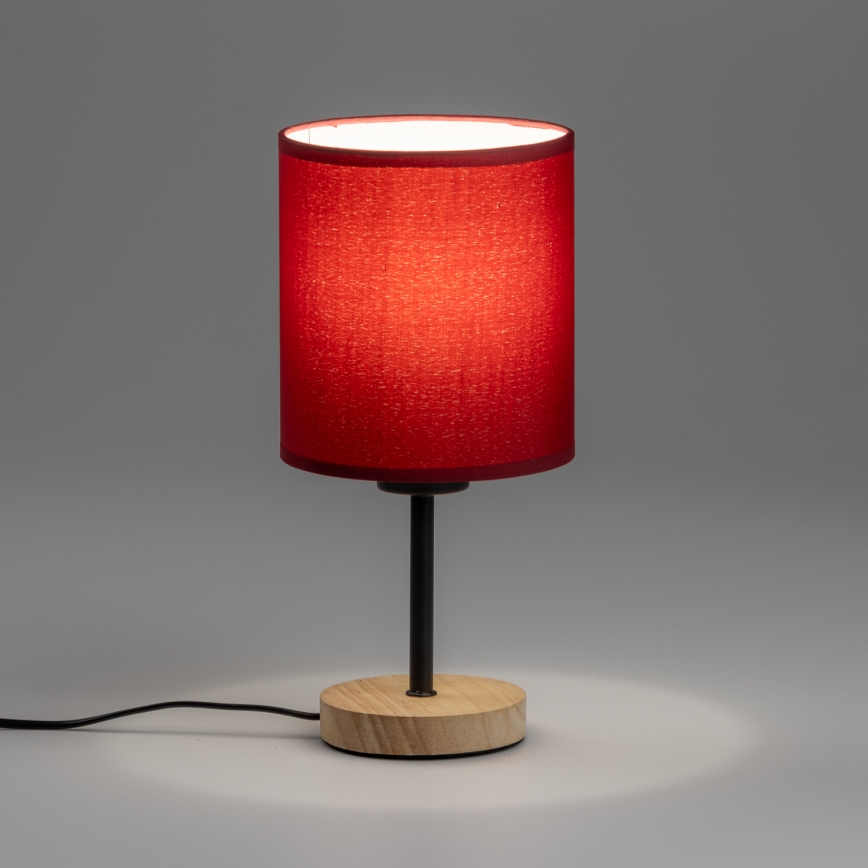 Brilagi - Eπιτραπέζιο φωτιστικό NUBILA WOOD 1xE27/25W/230V δρυς/Pompeian κόκκινο