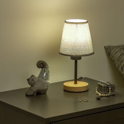 Brilagi - Eπιτραπέζιο φωτιστικό NUBILA WOOD 1xE27/25W/230V δρυς/γκρι