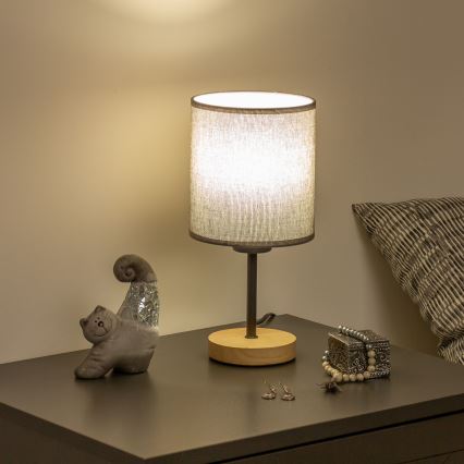 Brilagi - Eπιτραπέζιο φωτιστικό NUBILA WOOD 1xE27/25W/230V δρυς/γκρι