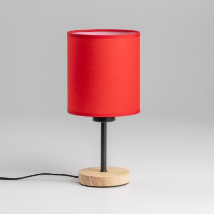 Brilagi - Eπιτραπέζιο φωτιστικό NUBILA WOOD 1xE27/25W/230V δρυς/κόκκινο