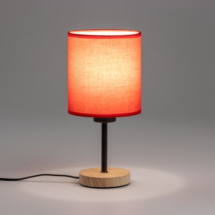 Brilagi - Eπιτραπέζιο φωτιστικό NUBILA WOOD 1xE27/25W/230V δρυς/κόκκινο