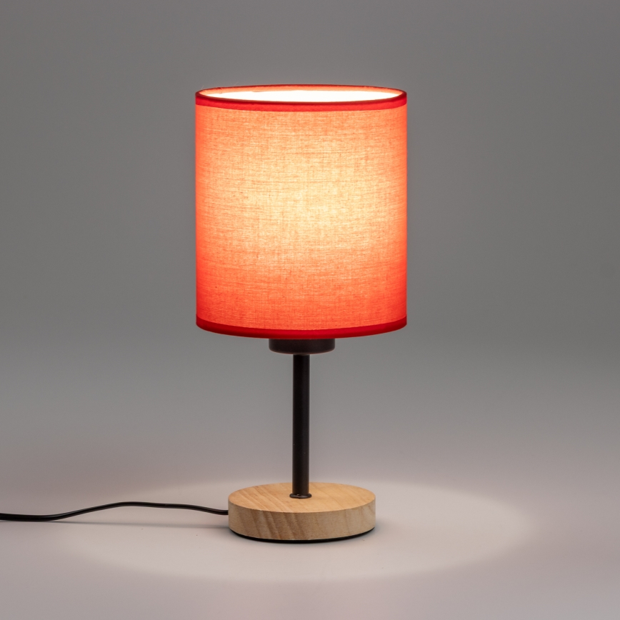 Brilagi - Eπιτραπέζιο φωτιστικό NUBILA WOOD 1xE27/25W/230V δρυς/κόκκινο