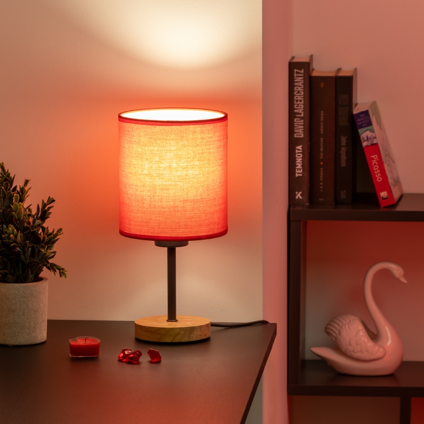 Brilagi - Eπιτραπέζιο φωτιστικό NUBILA WOOD 1xE27/25W/230V δρυς/κόκκινο