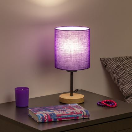 Brilagi - Eπιτραπέζιο φωτιστικό NUBILA WOOD 1xE27/25W/230V δρυς/μωβ