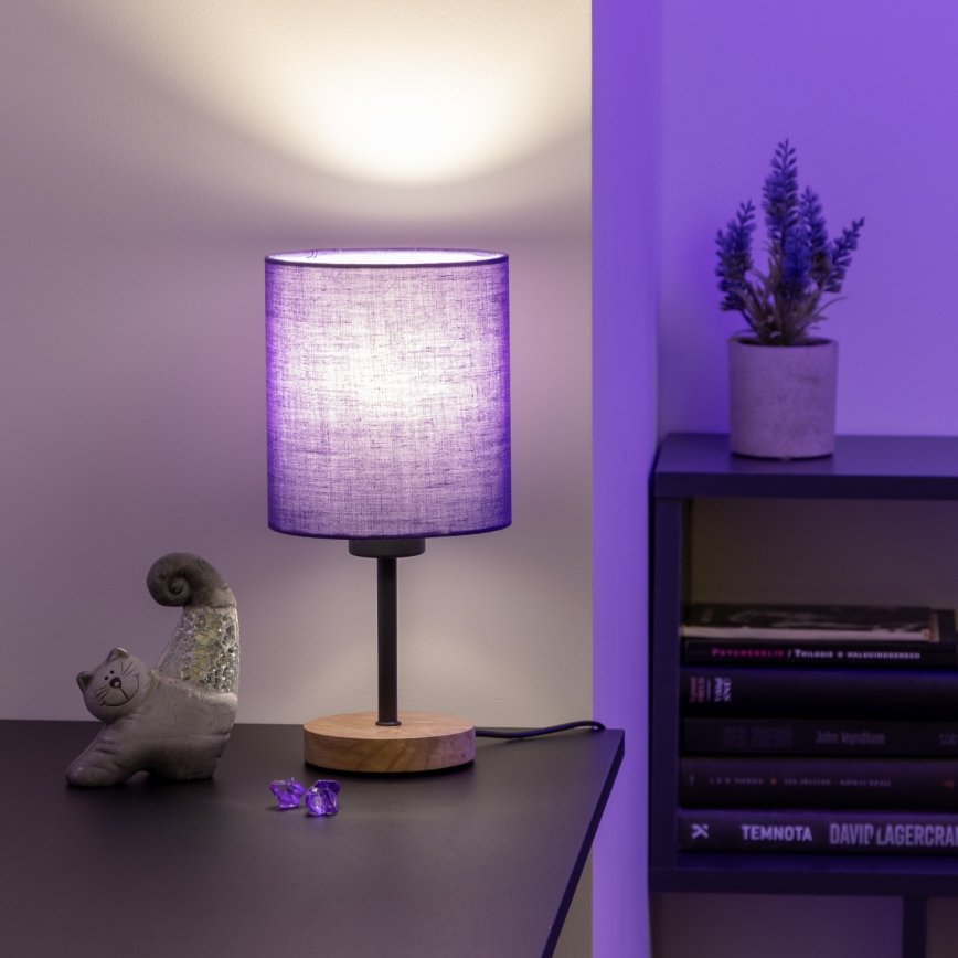 Brilagi - Eπιτραπέζιο φωτιστικό NUBILA WOOD 1xE27/25W/230V δρυς/μωβ
