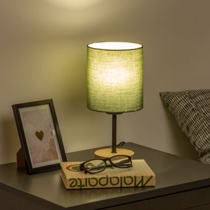 Brilagi - Eπιτραπέζιο φωτιστικό NUBILA WOOD 1xE27/25W/230V δρυς/πράσινο