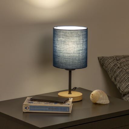 Brilagi - Eπιτραπέζιο φωτιστικό NUBILA WOOD 1xE27/25W/230V δρυς/σκούρο μπλε
