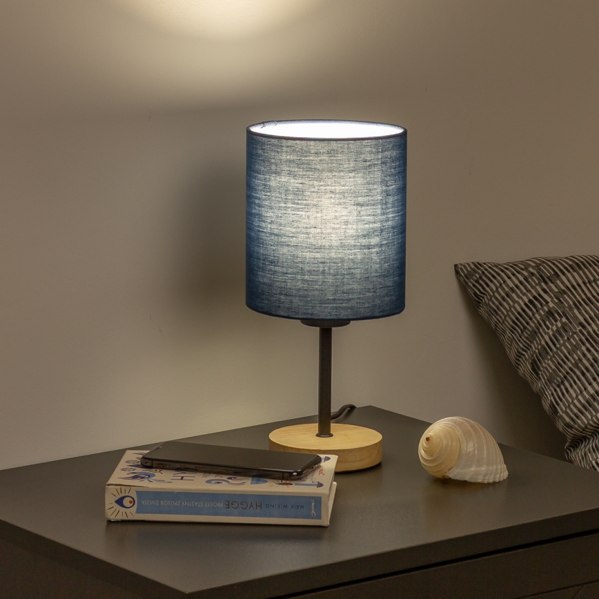 Brilagi - Eπιτραπέζιο φωτιστικό NUBILA WOOD 1xE27/25W/230V δρυς/σκούρο μπλε