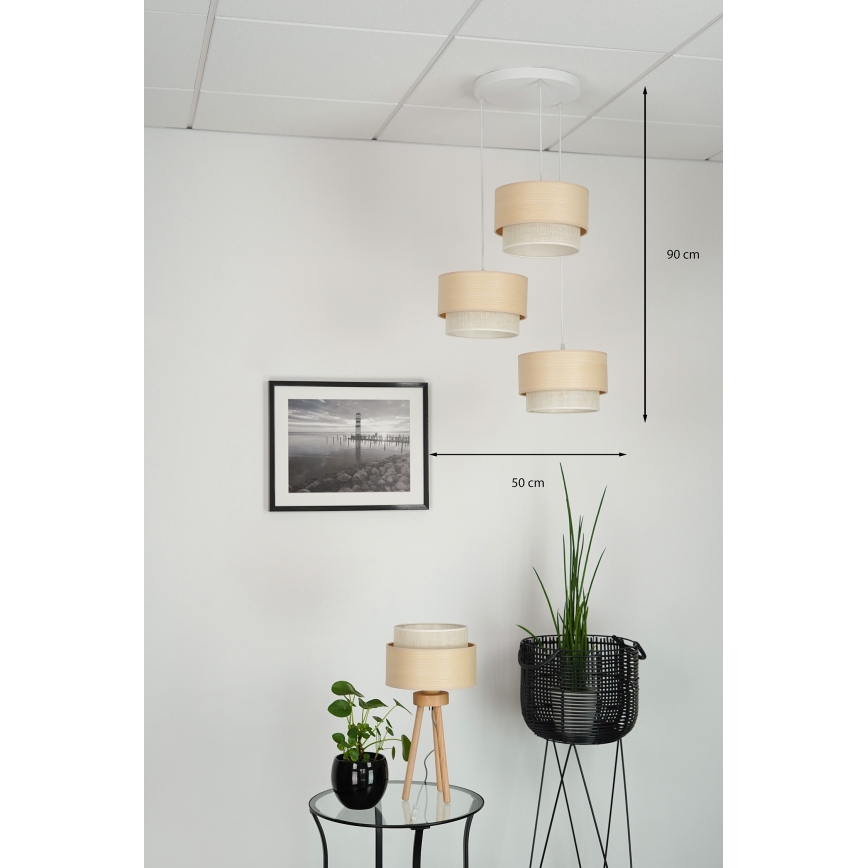 Brilagi - Φωτιστικό οροφής με καλώδιο ARIZONA BOHO 3xE27/15W/230V μπεζ/λευκό