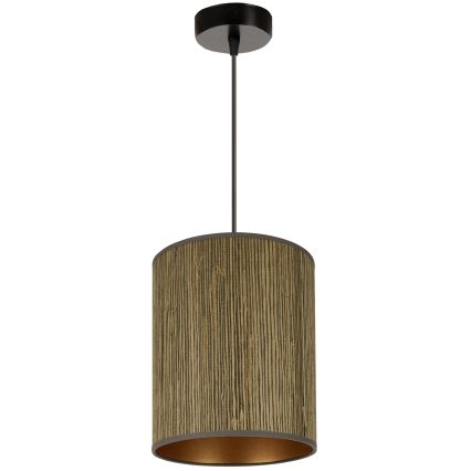 Brilagi - Φωτιστικό οροφής με καλώδιο BOSTON ROLLER 1xE27/15W/230V διάμ. 21 εκ. καφέ/χρυσό ψάθα