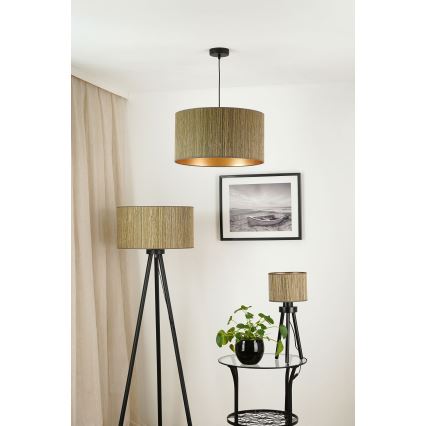 Brilagi - Φωτιστικό οροφής με καλώδιο BOSTON ROLLER 1xE27/15W/230V διάμ. 45 εκ. καφέ/χρυσό ψάθα