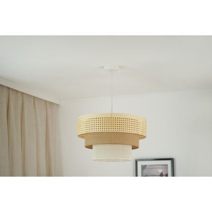 Brilagi - Φωτιστικό οροφής με καλώδιο CEDAR LUNETA 1xE27/15W/230V διάμ. 45 εκ. ράταν/καφέ/κρεμ