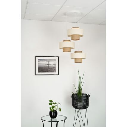 Brilagi - Φωτιστικό οροφής με καλώδιο DALLAS 3xE27/15W/230V καφέ/κρεμ/λευκό