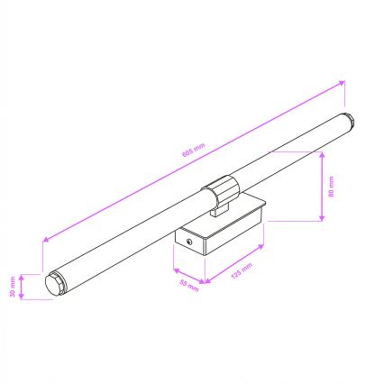 Brilagi - LED φωτισμός καθρέφτη μπάνιου DIANA LED/10W/230V 60 cm IP44 μαύρο