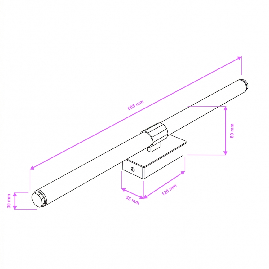 Brilagi - LED φωτισμός καθρέφτη μπάνιου DIANA LED/10W/230V 60 cm IP44 μαύρο