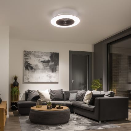 Brilagi - LED Dimmable φωτιστικό με ανεμιστήρα AURA LED/38W/230V 3000-6000K μαύρο + τηλεχειριστήριο