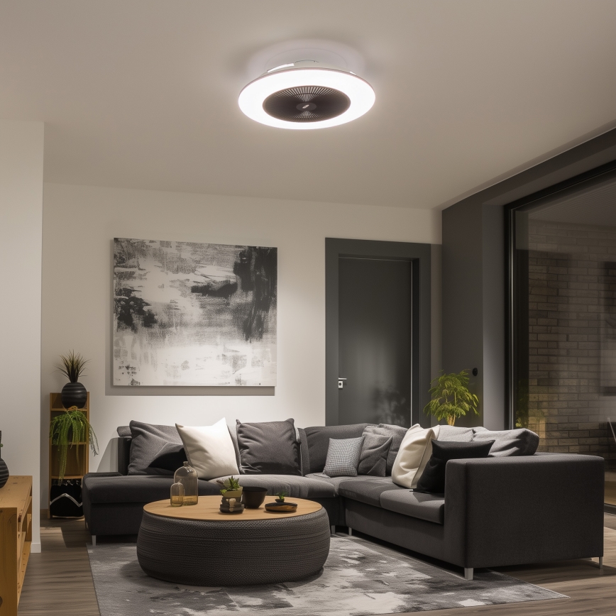 Brilagi - LED Dimmable φωτιστικό με ανεμιστήρα AURA LED/38W/230V 3000-6000K μαύρο + τηλεχειριστήριο
