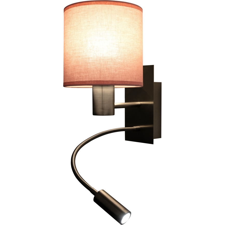 Brilagi - LED εύκαμπτο επιτοίχιο φωτιστικό BOBO 1xE27/25W/230V + LED/3W ματ χρώμιο/ροζ