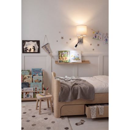 Brilagi - LED Ευέλικτο επιτοίχιο φωτιστικό BOBO 1xE27/25W/230V + LED/3W ματ χρώμιο/μπεζ/πουά