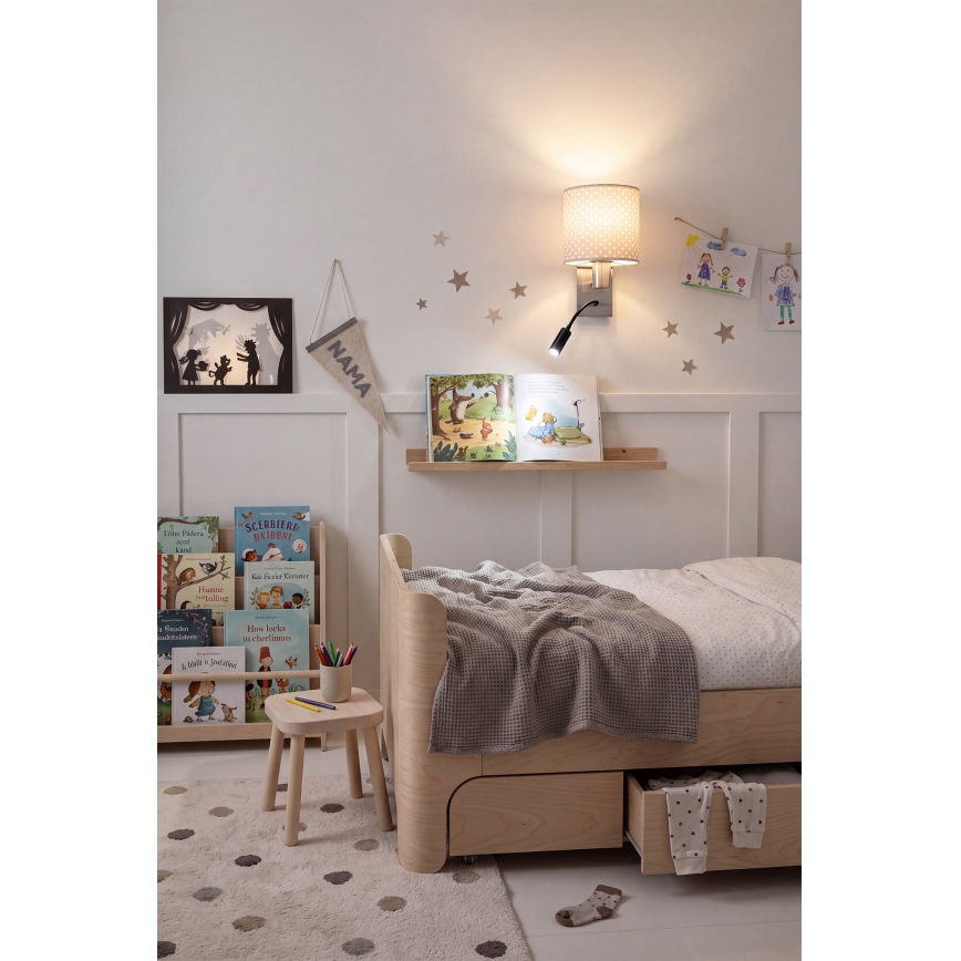 Brilagi - LED Ευέλικτο επιτοίχιο φωτιστικό BOBO 1xE27/25W/230V + LED/3W ματ χρώμιο/μπεζ/πουά