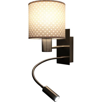 Brilagi - LED Ευέλικτο επιτοίχιο φωτιστικό BOBO 1xE27/25W/230V + LED/3W ματ χρώμιο/μπεζ/πουά